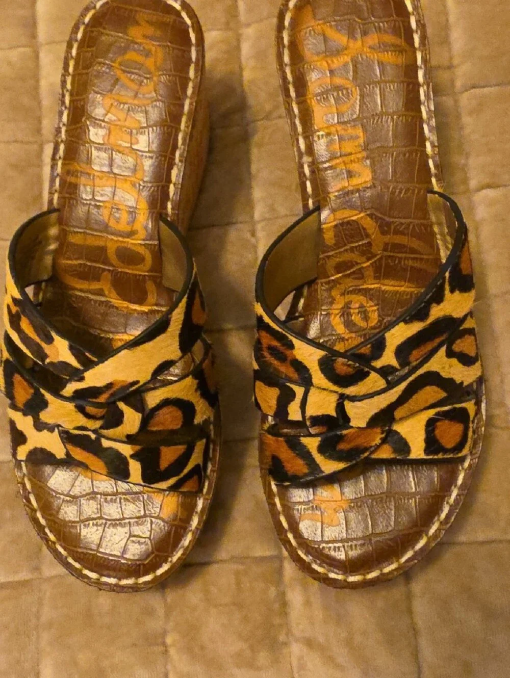 Sam Edelman Leopard Cork Platform Wedge Sandals